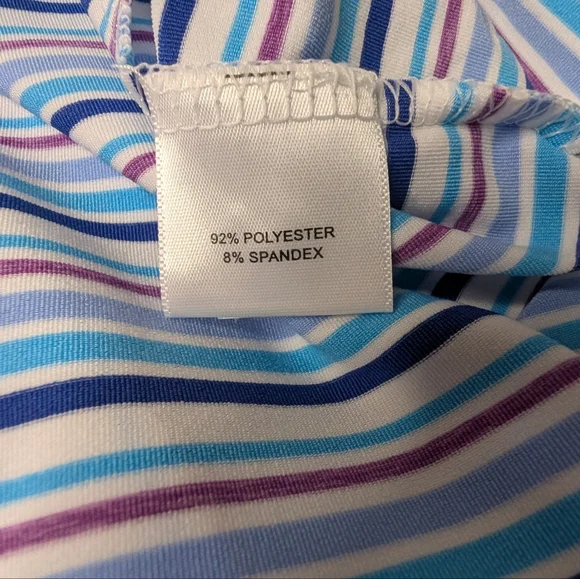 Peter Millar XL 'Summer Comfort' Polo Short Sleeve Blue Stripe - Some Pilling - Picture 10 of 16